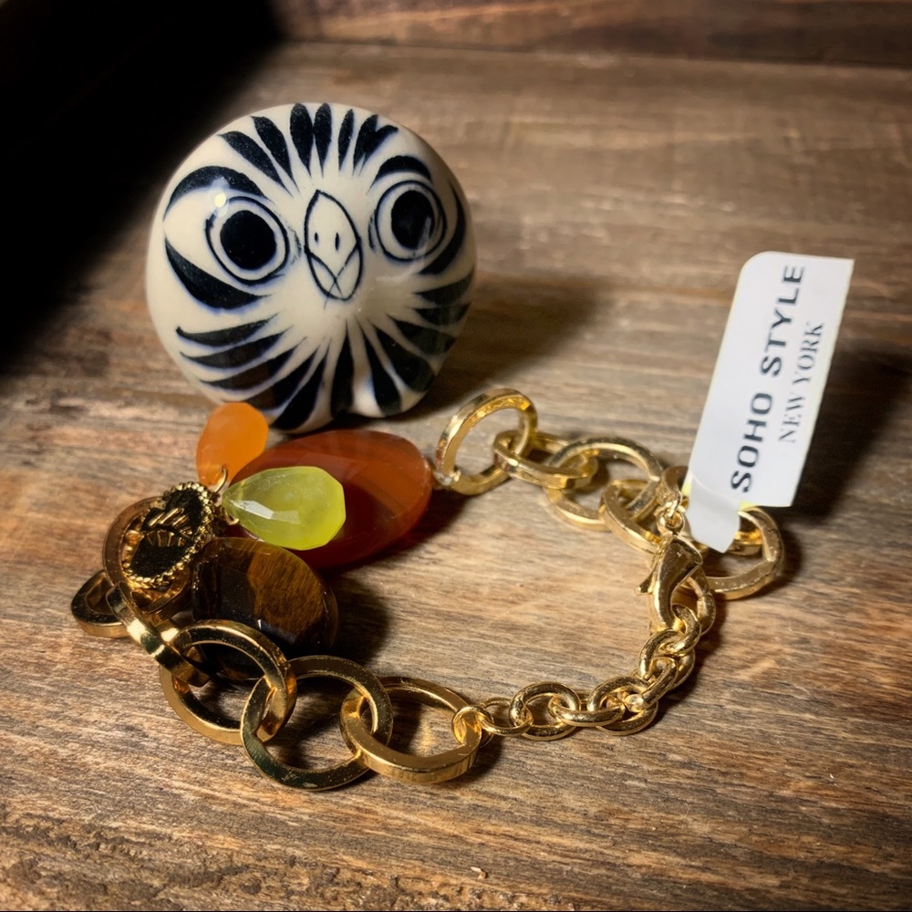 Earth Tones Stones Gold Bracelet